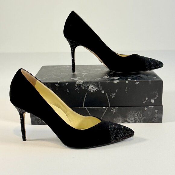 Sarah Flint Suede Perfect Pump 85mm with Crystal Toe and Heel Detail - Picture 4 of 15